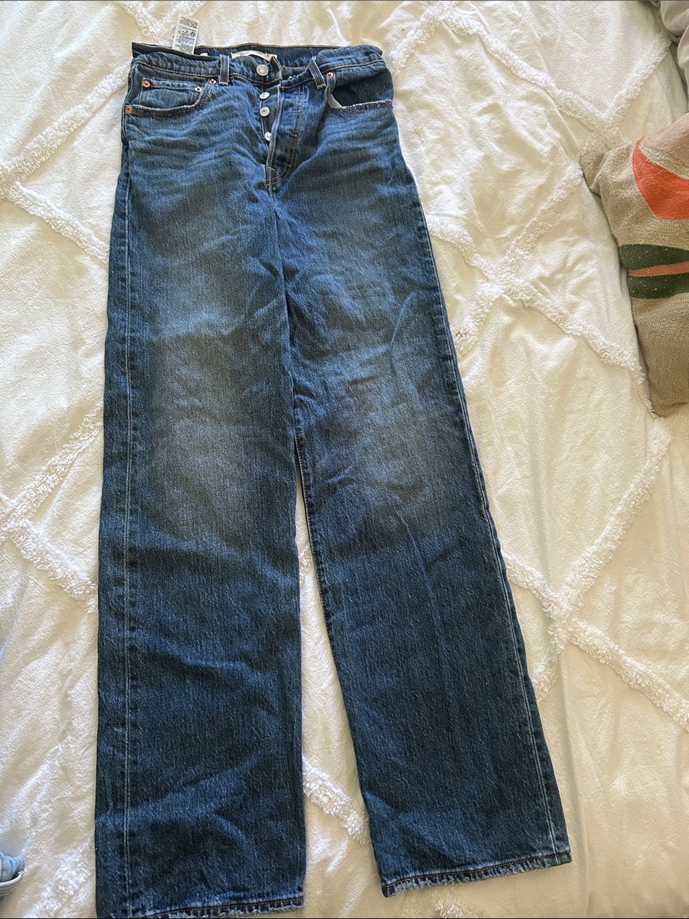 Levi Strauss Ribcage Straight High-Waist Wide-Leg Women's Jeans in Dark Blue